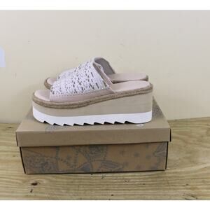 New Free People Sandals Womens 9 Beige Ivory Santorini Espadrille Platform Shoes